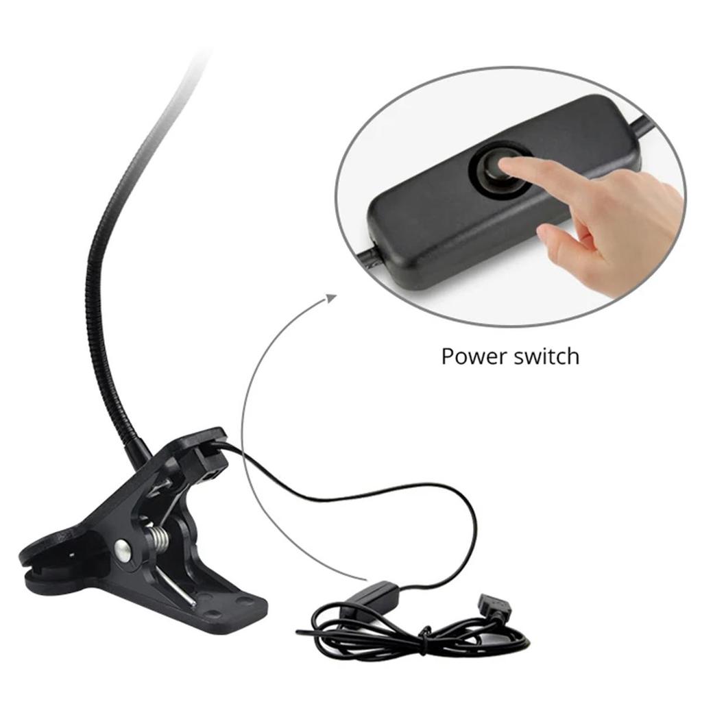 Usb Led Clip On Desk Lamp Reading Book Light Clip-on Night Lights Gooseneck Table Study Read 5v Cold White 360°clip-on For/table
