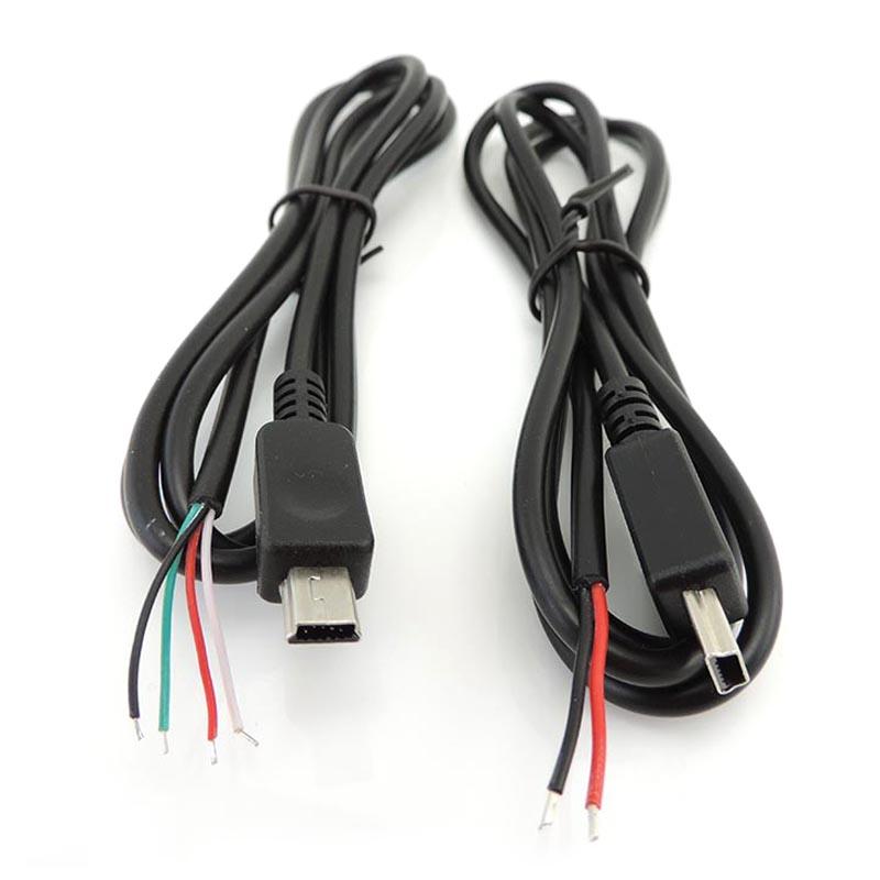 2pin 4pin Mini USB Male Jack Кабель питания 5Pin DIY Зарядка Передача данных Разъем Сварка 1m Провод ремонт 2 4 Core зарядное устройство