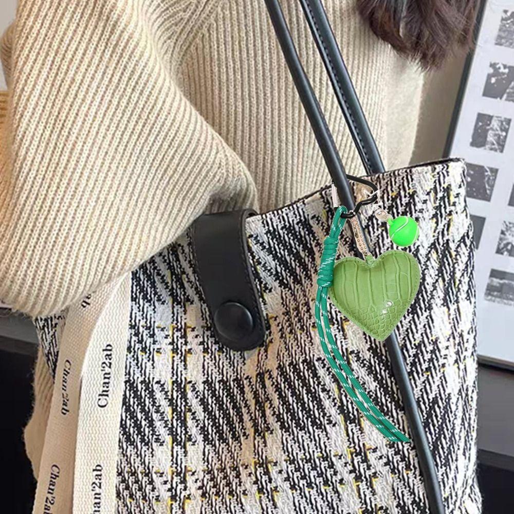 Basketball Leather Heart Keychain PU Love Football Bag Charm Children Girl