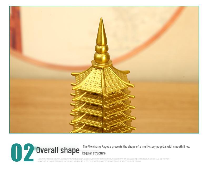 Медное украшение Пагода Вэньчан: Большой, 7-13-слойный китайский буддийский декор для дома и храма
