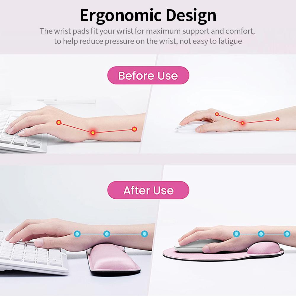 Ergonomic Memory Foam Keyboard Wrist Rest Mouse Wrist Rest Mouse Pad Set with Lycra Fabric