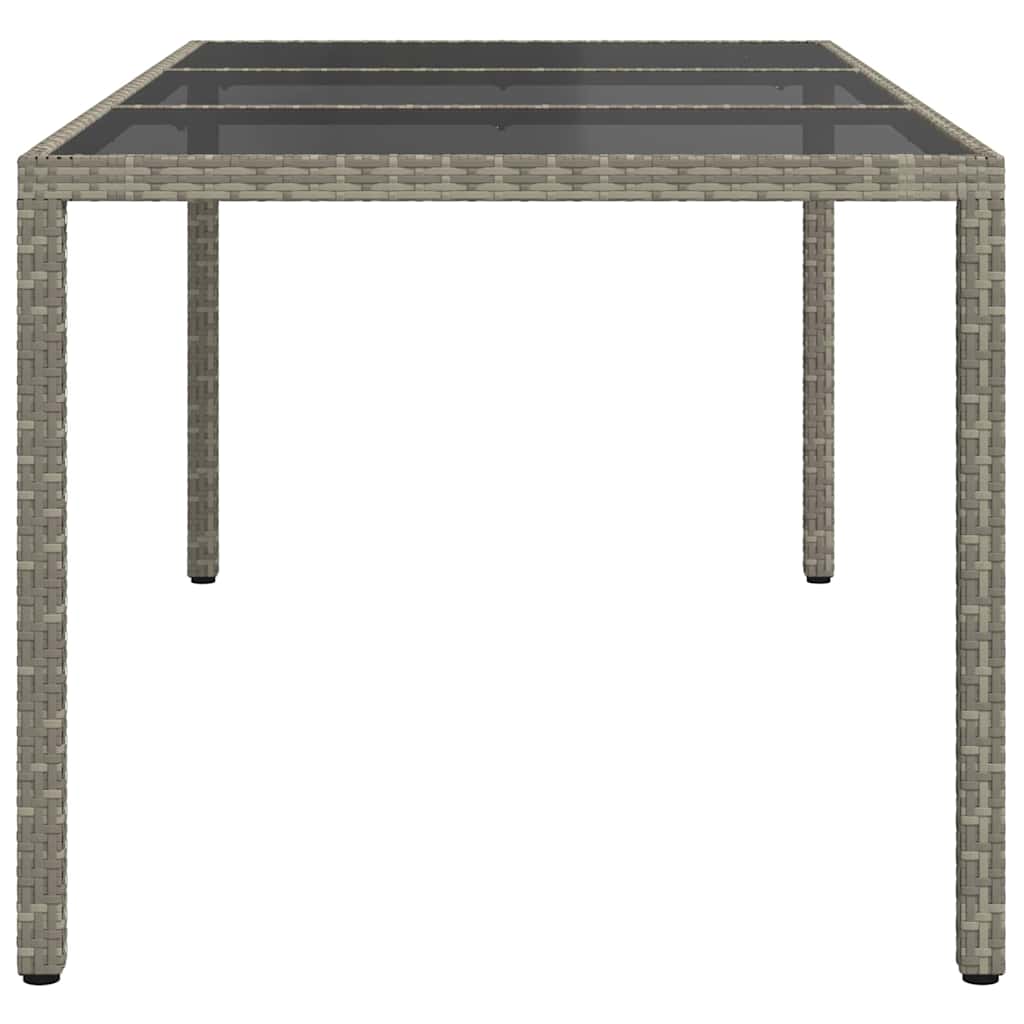 vidaXL Gartentisch Grau 190x90x75 cm Gehärtetes Glas und Poly Rattan