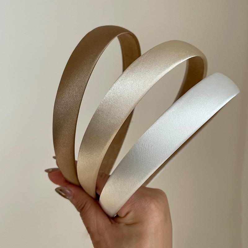 Французская ретро шелковая повязка на голову: Элегантный однотонный женский аксессуар для волос