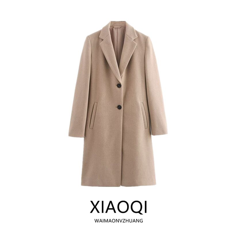 Fashion Style 2024 Autumn New Arrival Women's Easiest for Match Long Sleeves Lapel Mid-Length Soft Coat Outwear 8073260