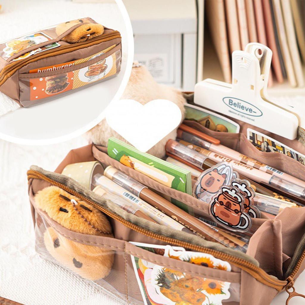 Пенал большой вместимости многослойный водонепроницаемый простой многоцелевой студенческий пенал и сумка для хранения косметики