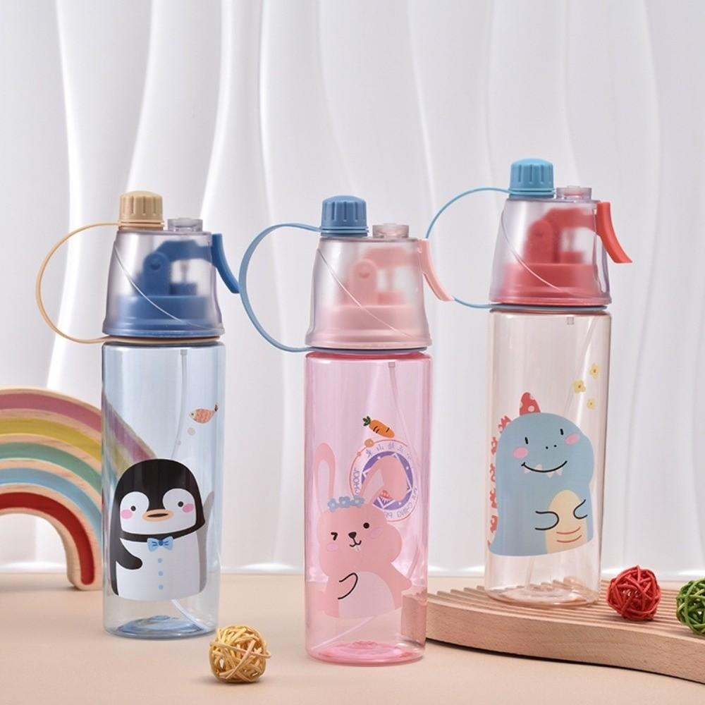 Transparent Cooling Spray Cups with Spray Function Plastic Water Bottles Sports Water Cups Kids