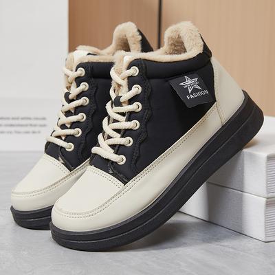 Зимние теплые женские сноубутсы на шнуровке, обувь для ходьбы, уличные нескользящие кроссовки, удобные короткие ботильоны с подкладкой из искусственного меха, женские ботильоны