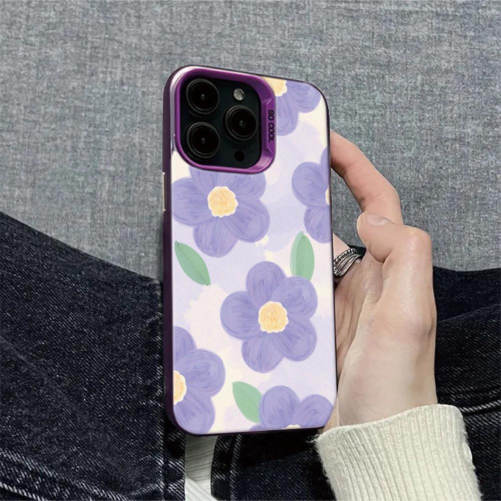 Blue Flowers Case For Iphone 16 Pro Cover For Iphone 15 14 13 12 11 Pro Max Cover Funda Bumber Coque 16 Pro 16E Case