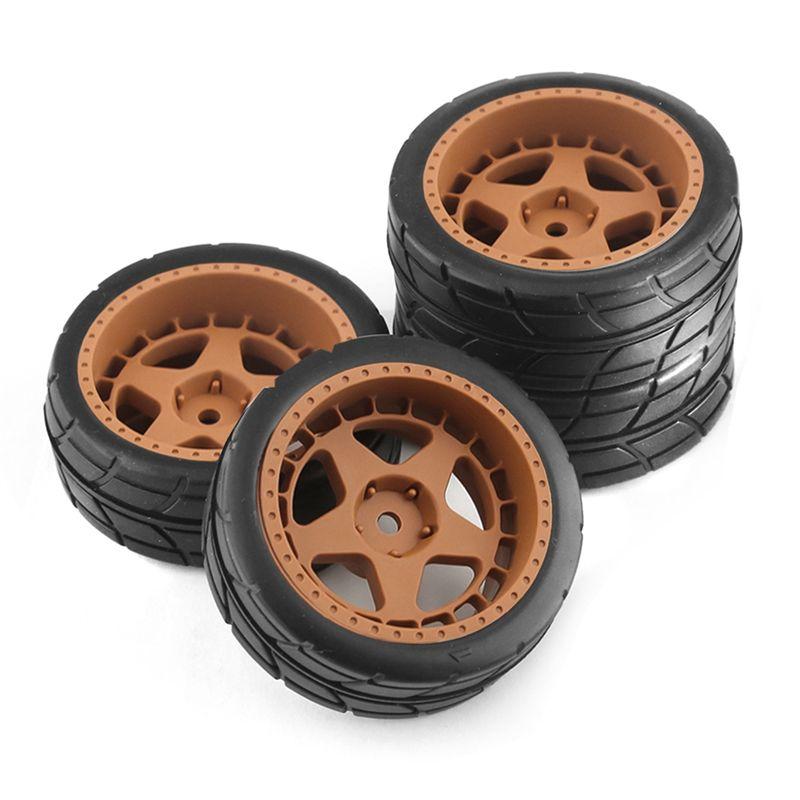 ABNR 4Pcs 65Mm Rubber Tire Wheel For Tamiya TT01 TT01E TT02 XV01 XV02 TA06 PTG-2 144001 144010 124007 124017 1/10 RC Car