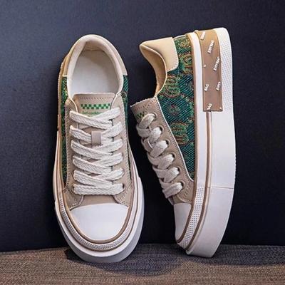 Модная женская обувь Off White Green Fashion 2024 H по акции Повседневная Корейская Акции Новое поступление 39 Ходьба Стильные женские парусиновые туфли