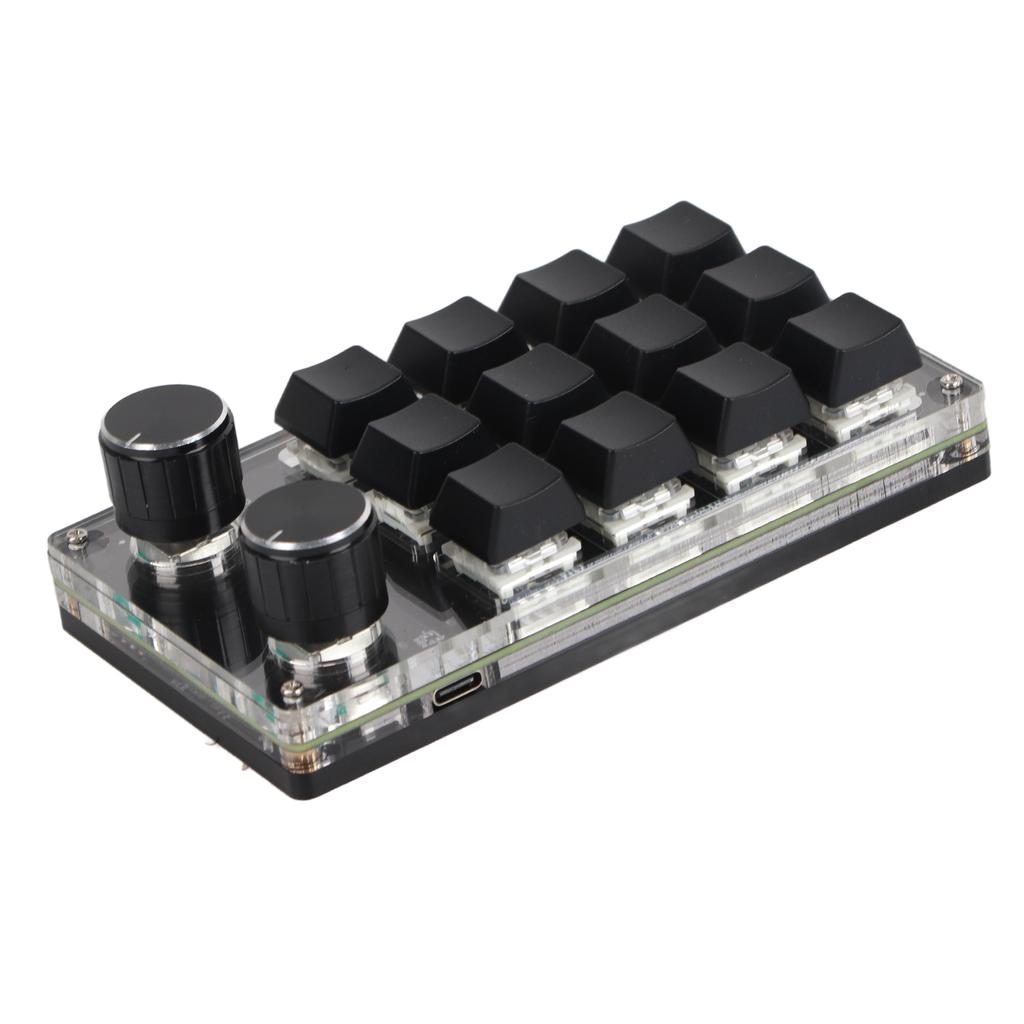 Программируемая макро-клавиатура с 2 ручками, синим переключателем, черная 12-клавишная мини-клавиатура с RGB-подсветкой для офисных игр