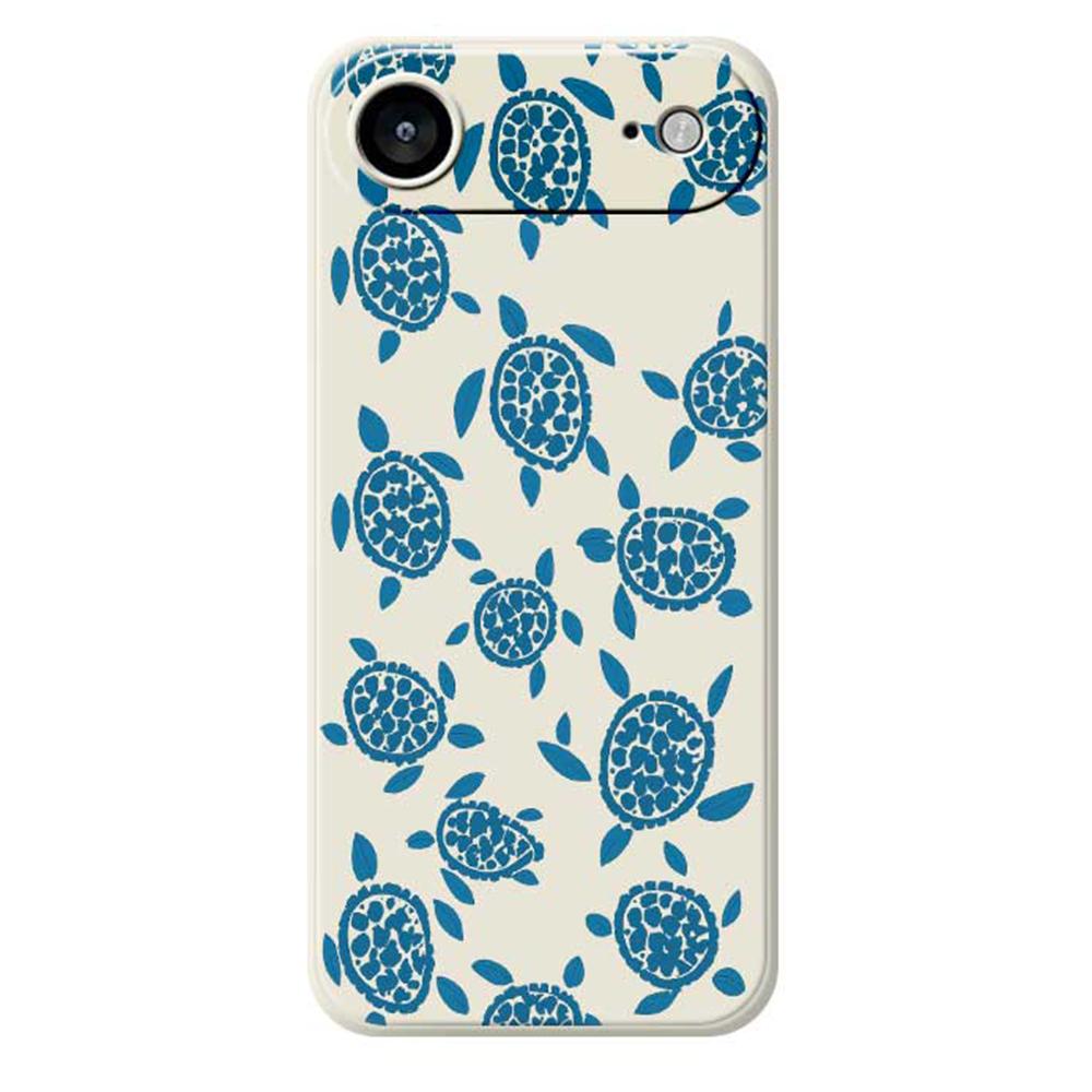 For iPhone 17 Air Case Blue Turtle Pattern Printing Straight Edge TPU Phone Back Cover