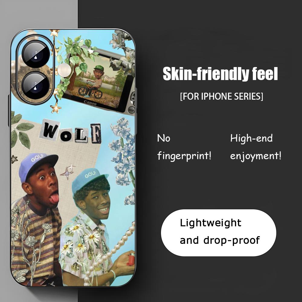 Крутой Чехол для Телефона CoolMan T-Ty-ler Rap Crea-tor Для iPhone 17 16 15 14 13 12 11 X XR XS 8 Plus Mini Pro Max Мягкий черный Ударопрочный Чехол