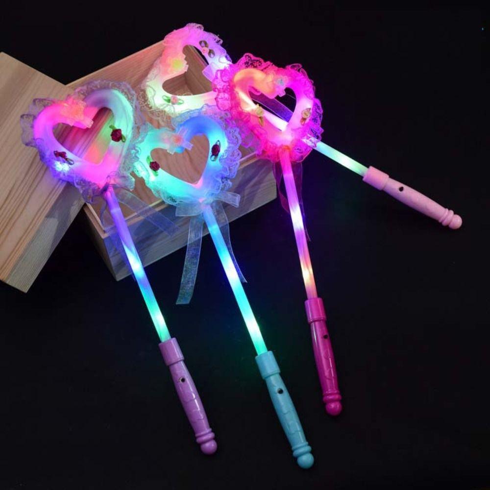 Flash Stars Heart Fairy Flashing Wands Luminous Prop Flash Stars Heart Fairy Stick Kids Toy