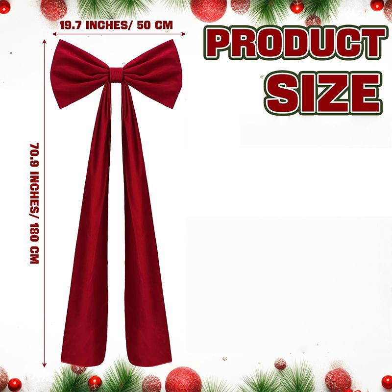 Большие бархатные рождественские банты (6 футов) — Большие банты для верхушки рождественской елки, венков, каминной полки, входной двери