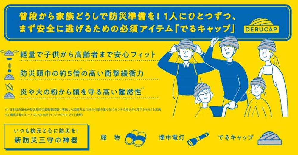 Taica Emergency Hood “Deru Cap” Compact Type, 1 Piece, Fits Head Circumference 54–62 Cm, Gray, Easy Push-On Design, DC-C-01