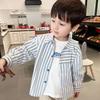 Boys' Striped Long Sleeved Shirt, Spring and Autumn Styles, Children's Small and Medium-sized Baby Shirt, Children's Cotton Western-style Top