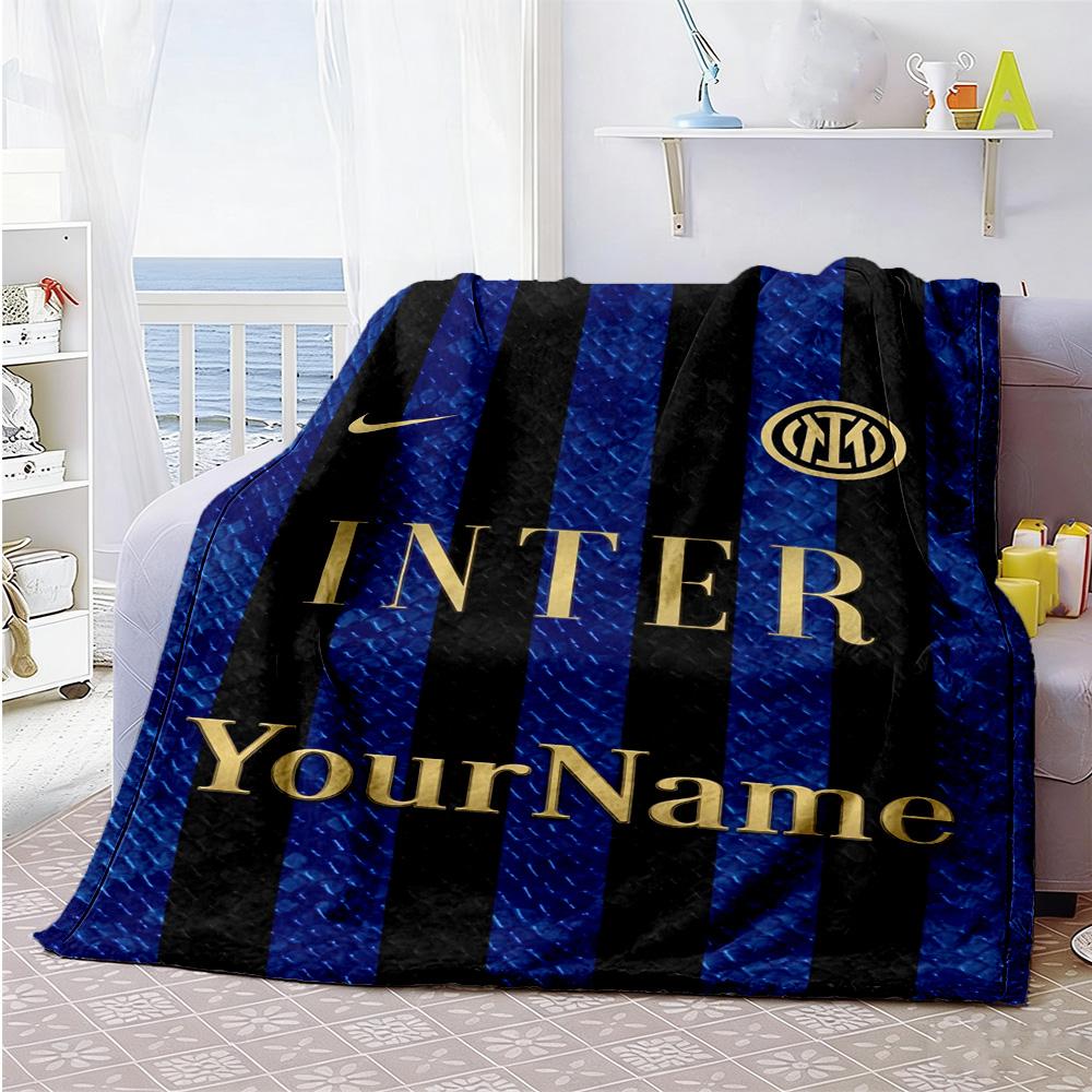 Inter Milan Customize Your Name Blanket Throw Personalized Blanket Warmthful Decor Throw For Office Office Chair Bed Picnics Four Seasons Universal