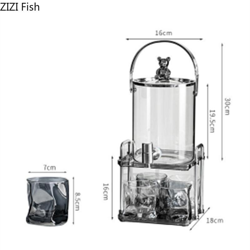 Стеклянный чайный сервиз, один чайник, четыре чашки, шесть предметов, графин для вина, виски, домашний чайник для сока, легкий роскошный прозрачный чайный сервиз