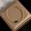 316L Stainless Steel Green Square Zircon Bracelet New Ladies Cuban Bracelet Party Jewelry Accessories Gift