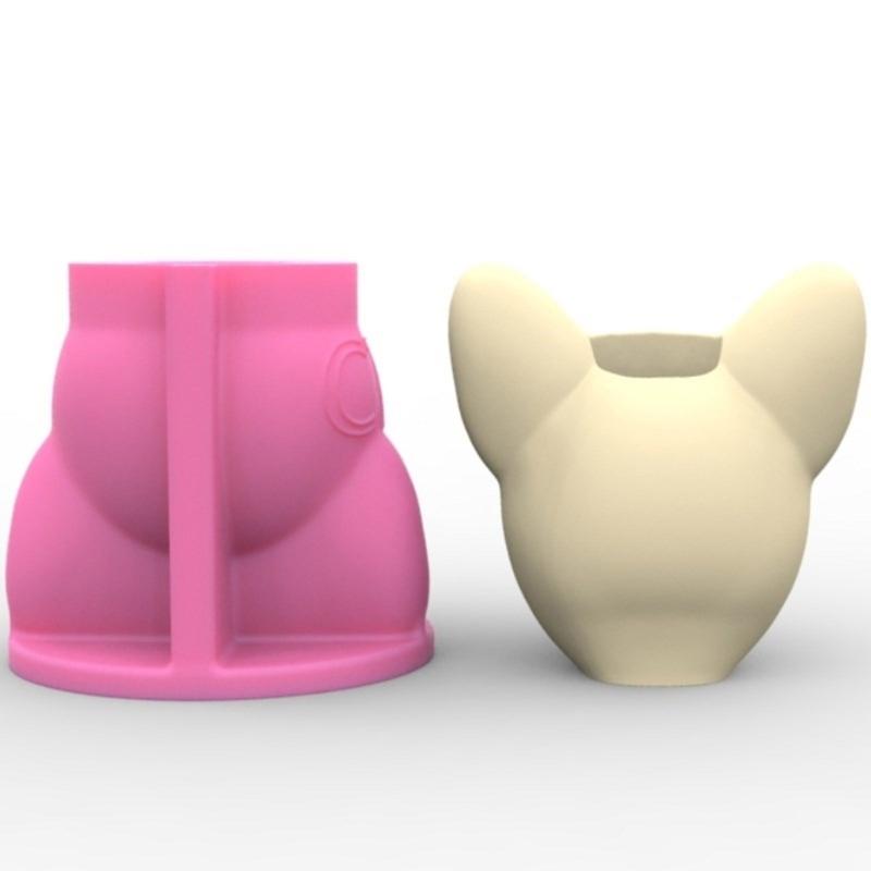 Dog Head Flower Pots Mold Epoxy Resin Molds Pen Holder Candle Holder Cement Planter Silicone Mould Home Decorations
