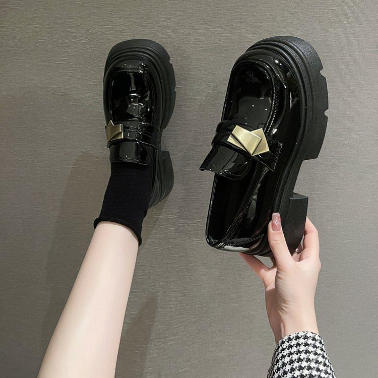 Черные модные и удобные туфли в британском стиле с толстой подошвой, женские осенние туфли в стиле ретро со стременами Lefou, туфли Мэри Джейн