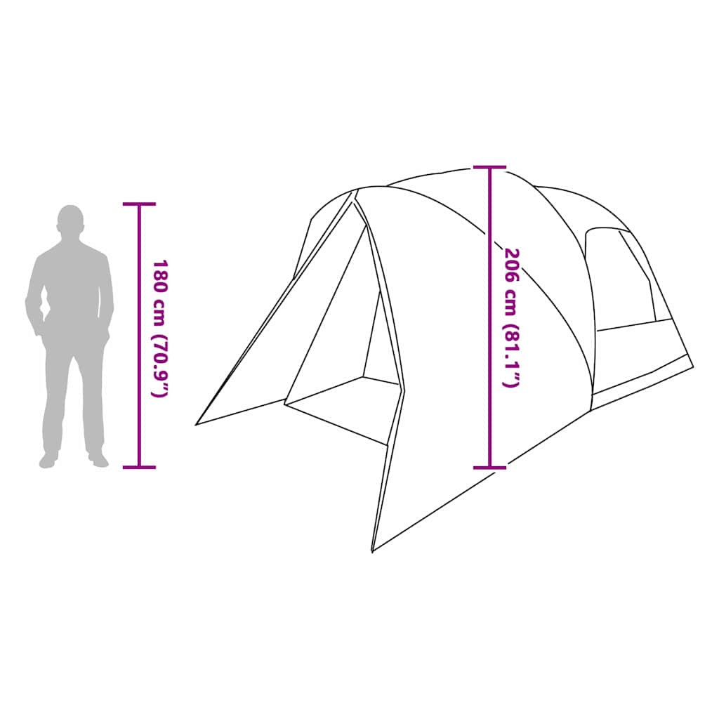 6 Person Dome Tent in Grey and Orange 500 x 314 x 206 cm