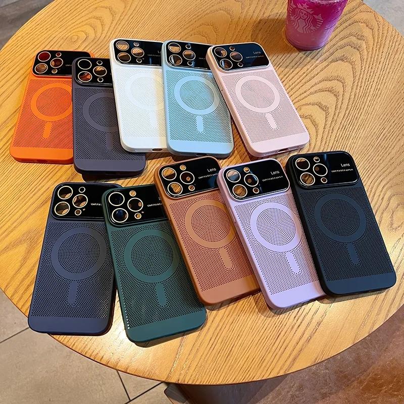 Magsafe Magnetic Phone Case for iPhone 11 12 13 14 Pro Max Plus Fashion Heat Radiation Lens Protection Ultra Thin PC Hard Cover