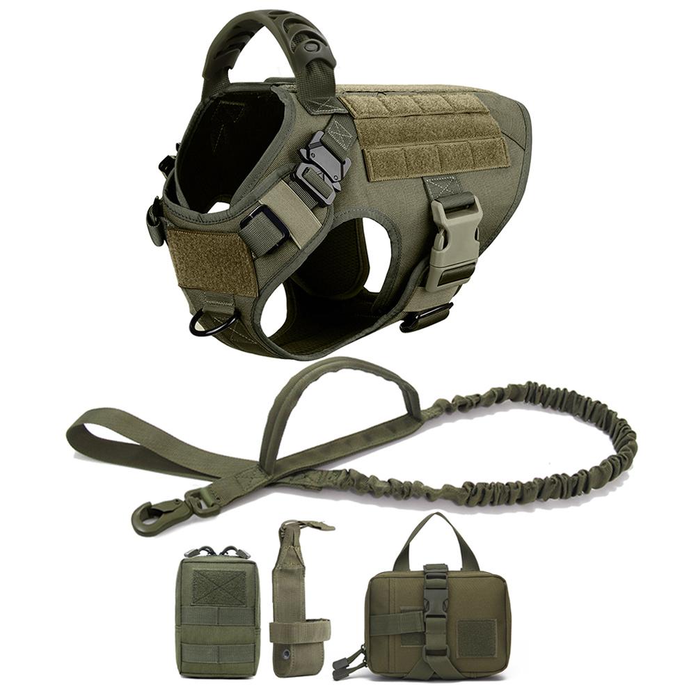 K9 Military Dog Harness Leash Bags Set Pet Tactical Vest Harnesses Walking Training Hunting For Large Dogs German Shepherd