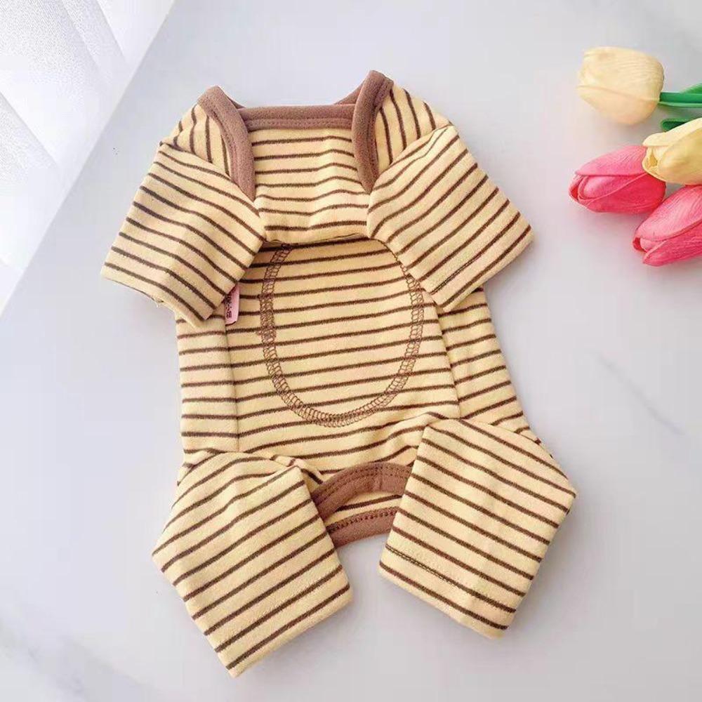 Soft Dog Jumpsuit Elastic Dog Home Clothing Pet Sleepwear Striped Dog Base Shirt  Belly Protection