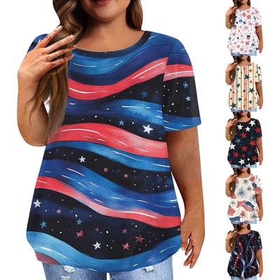 Женская футболка большого размера, повседневный топ с коротким рукавом и круглым вырезом, с принтом тай-дай