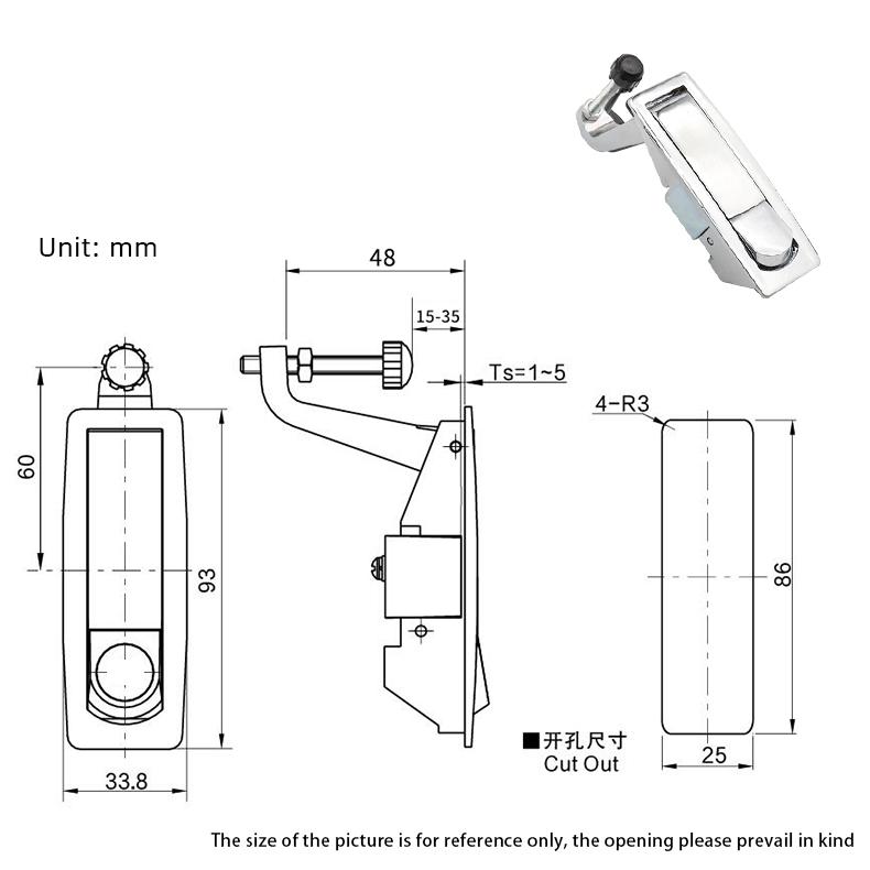 Premium Zinc Alloy Flat Lock with Push-Button Spring Mechanism for Mechanical Equipment, Cabinet Doors, and Electrical Boxes