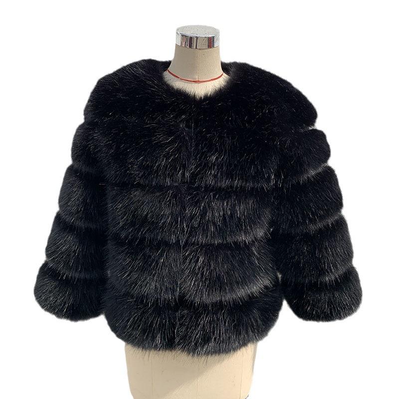 Мех искусственный мех лисы сращивание шуба женская зимняя новая имитация мода теплая искусственная шуба