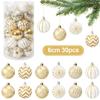 30pcs 6cm Gold White Christmas Balls Ornament Xmas Tree Hanging Pendant Navidad New Year Home Party Decoration Festival Supplies