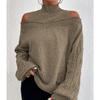 Autumn and Winter Off-the-shoulder Half Turtleneck Sweater Women Loose Large Knit Sweater Women