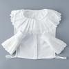 Big Lapel Crochet White Fake Collars+ Fake Cuff Sleeved for Woman Removable Shirt Collar White Detachable Collar for Girls