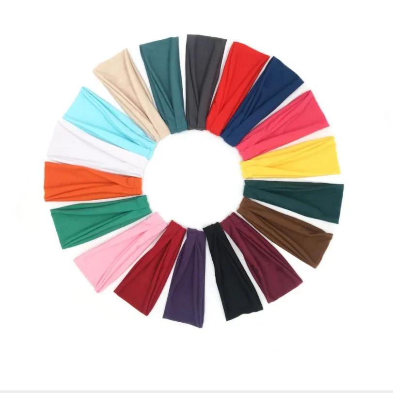 Женская повязка на голову Твист Хлопок Спорт Широкий Тюрбан Перекрученная Завязанная Повязка на голову Девушки Повязка для волос Модная Повязка на голову Аксессуары для волос