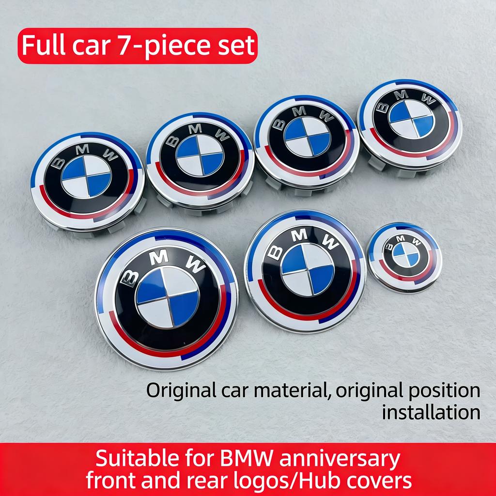 BMW 7Pcs Badge Logo 3D Wheel Center Cap Set Fit E36 E46 E53 E90 E60 E93 E87 G01 G20 X3 X5 X6 X7 F30 F20 Auto Accessories