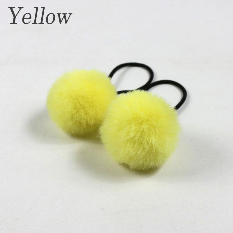 2Pcs Soft Furry Hair Ties Elastic Hair Bands Girls Hair Ring Fur Ball Hair Rope Rubber Band 5cm