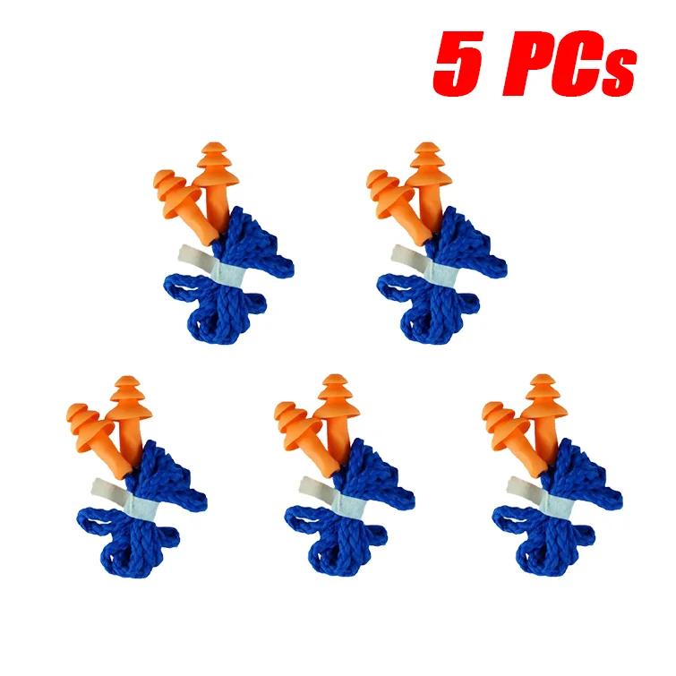 1/5/10pcs Soft Silicone Corded Ear Plug Protector Reusable Hearing Protection Anti-noise Sleep Aid Comfortable Silicone Earplugs