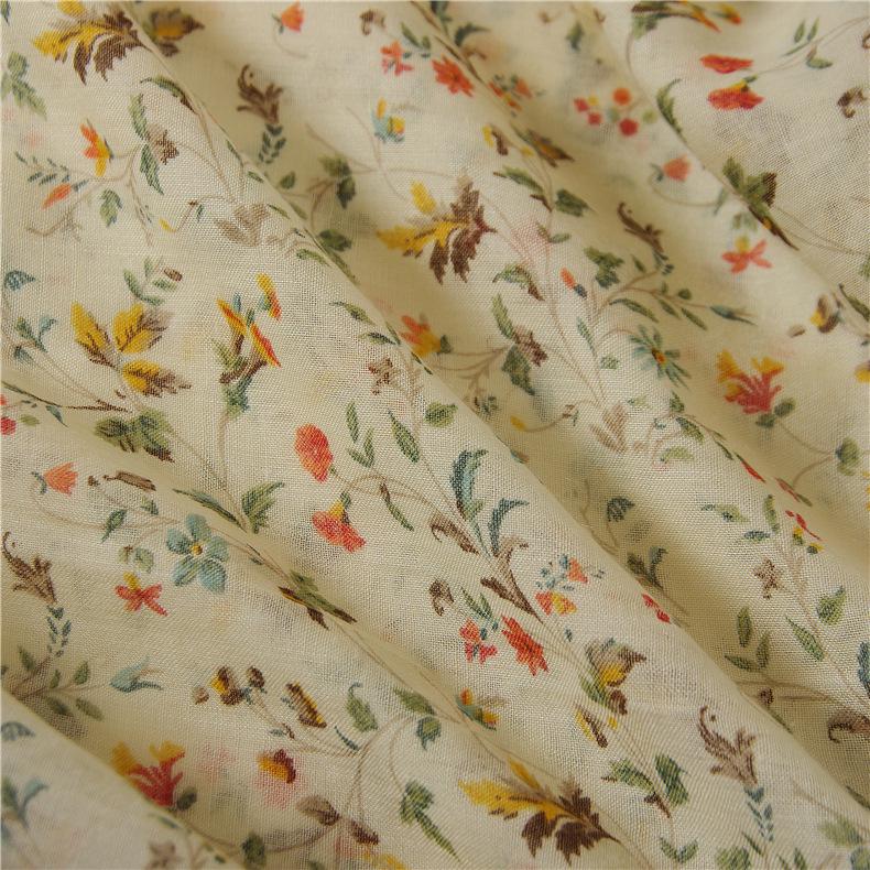 Japanese Cotton Linen Floral Color Block Scarf & Shawl - Spring/Summer