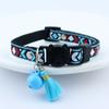 Classic Adjustable Cat Collar, Jacquard Embroidered Plaid Cat Collar with Bells and Floral Pendant Prevent Loss Fits Pet Cats & Puppies