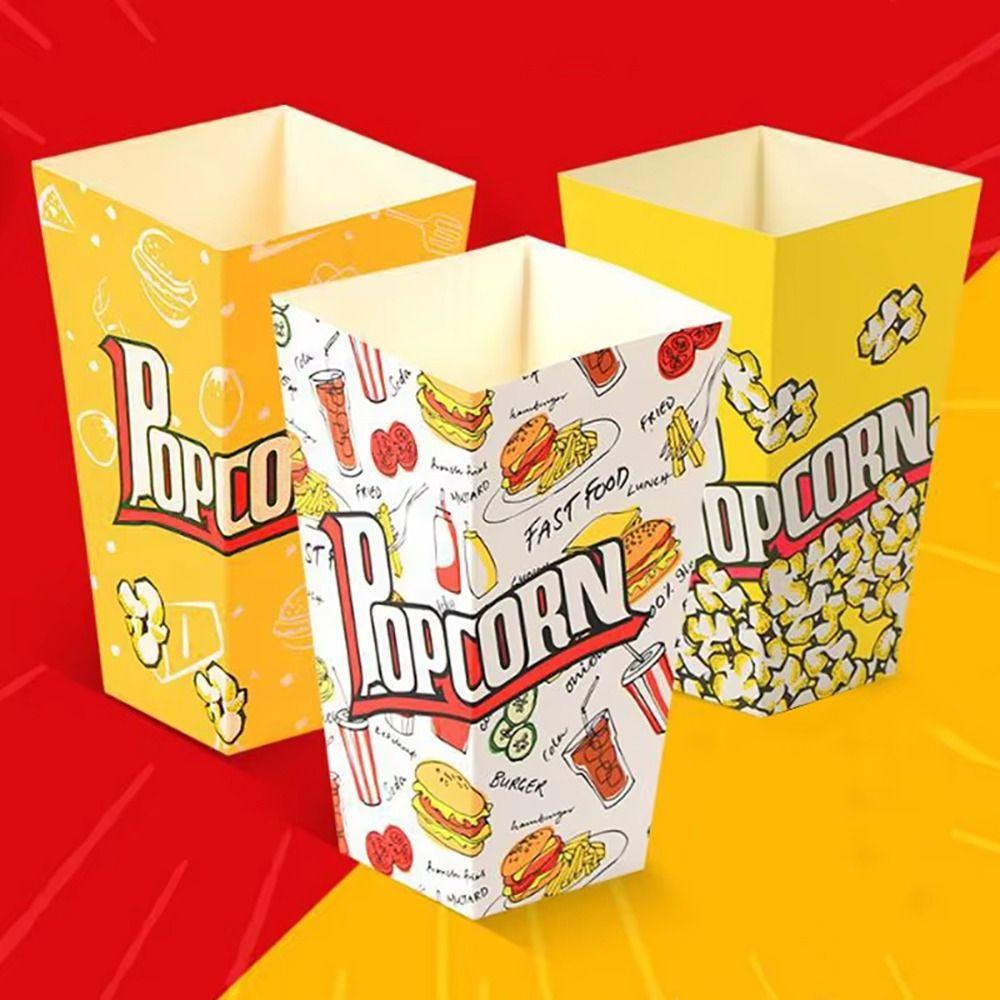 50 шт. Бумажный стаканчик для закусок Коробка для попкорна Картонная Красно-белые полосы Ведерки для попкорна 28 унций Маленький контейнер-держатель для попкорна