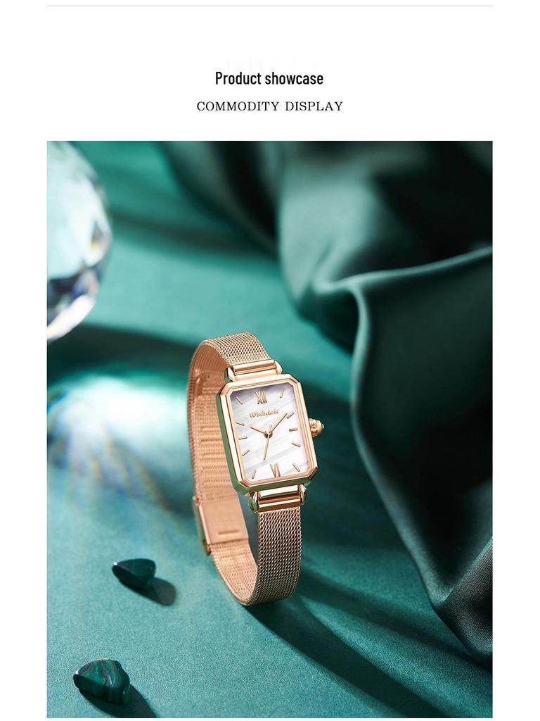 Женские швейцарские квадратные модные водонепроницаемые кварцевые часы