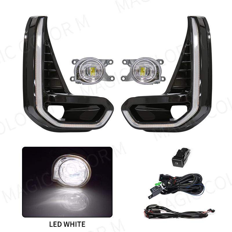 For Toyota Hilux Revo 2020 2025 Led DRL Fog Lamp Daytime Running Light Day Bumper Driving Waterproof Turn Signal Wires Switch