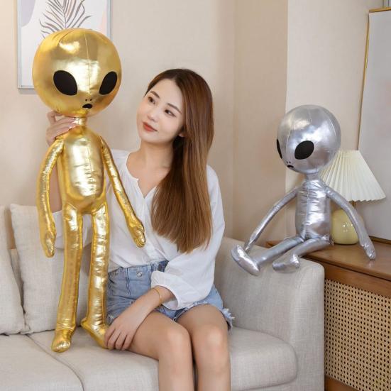 Металлическая плюшевая игрушка «Инопланетянин», забавная кукла с выражениями, глянцевая футуристическая мягкая игрушка, успокаивающая подушка для объятий, креативный подарок для детей и мальчиков