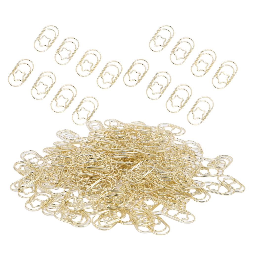 200 шт. Скрепки для бумаги в форме звезды, золотые, милые, забавные, декоративные, металлические, закладки, зажимы для планера с прозрач