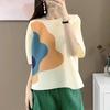 ZANZEA Women Summer Round Neck Short Sleeve Colorblock Blouses