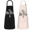 Polyester Cotton The Real Boss Apron Oil Proof Unisex Bib Apron Fashion Chef Apron  Kitchen Use
