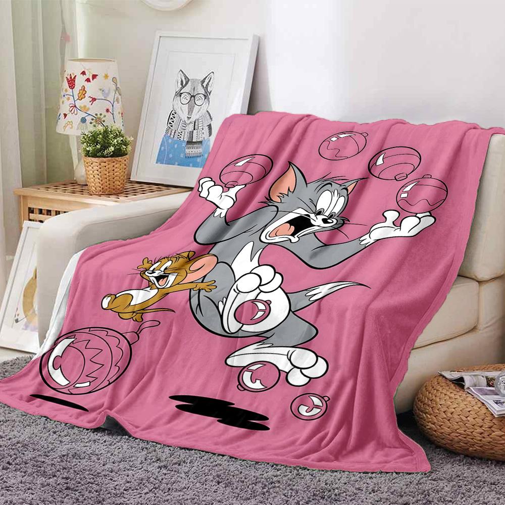 Tom Jerry Blanket Comfortable Perfect for Chair Seaside Bedding Four Seasons Universal Modern Style Ideal Gift For Birthday Valentine'S Day